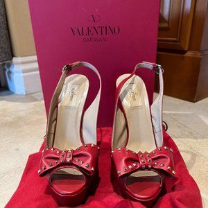 Valentino | Red Cicrostud Bow Platform Heels | Size 40 ( US 8.5)